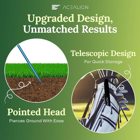 2 Pack Golf Alignment Sticks For Swing Training And Setup, Durable Telescopic Alignment Rods for quick storage, shown with pointed heads