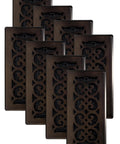 Scroll Design Floor Register 4x10 Rubbed Bronze Finish 8 Pack Decorative Steel Vents for HVAC Duct Openings with Damper Box