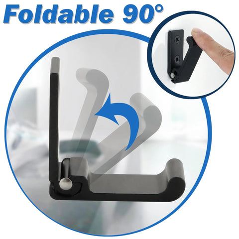 Built Different Matte Black Wall Mount Towel And Coat Hooks, showing foldable design angle for easy wall storage.