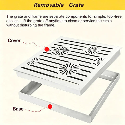 Removable Heavy Duty 304 Stainless Steel Square Drain Grate Built Tough For Outdoor Yard And Driveway Catch Basins 24By24 Inch