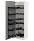 Hella Spacious Tall Pantry Cabinet Featuring Slick No Hassle Pull Out Slides In Bright White And Charcoal Grey Finish 60X60X200 Cm open with sliding shelves