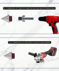 Diamond Beveling Chamfer Drill Bit For Tile Marble Granite Ceramic With Countersink Hole Saw 5/8-11 Thread Pro Grade Sharpener For Angle Grinder 3/8 Inch Hex Shank Delivers Precise Bevels And Smooth Edges alongside drill and angle grinder.
