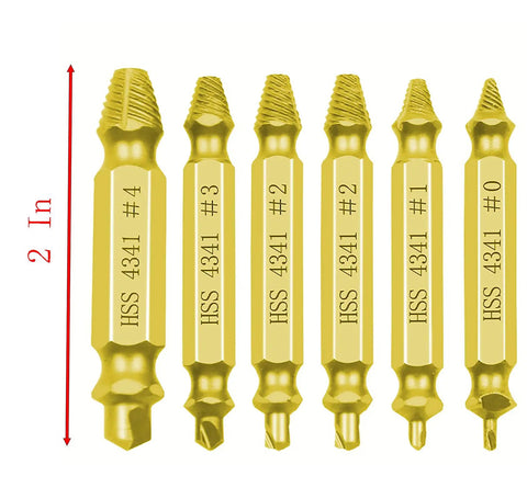 Heavy Duty Broken Head Screw Extractor Set 6 Piece 2 Inch Nickel Iron Alloy Steel damaged screw extraction tools