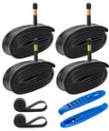 4 Pack 700C Bike Tubes 35C To 43C Compatible 48mm Schrader Valve Includes Rim Strips And Tire Levers Fits 700x35C Through 700x43C Road Tires Premium Butyl Rubber