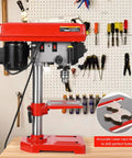 8 Inch Benchtop Drill Press With Laser Guide And Led Light 5 Speed Settings 620 To 3100 Rpm Variable Control for precise drilling tasks.