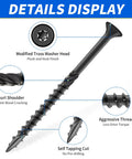 No 10 Deck Screws, 2-1/2 Inch, 65 Pack, Epoxy Coated Carbon Steel, Rust Resistant Black Finish, Torx T25 Bit Included, detailed view
