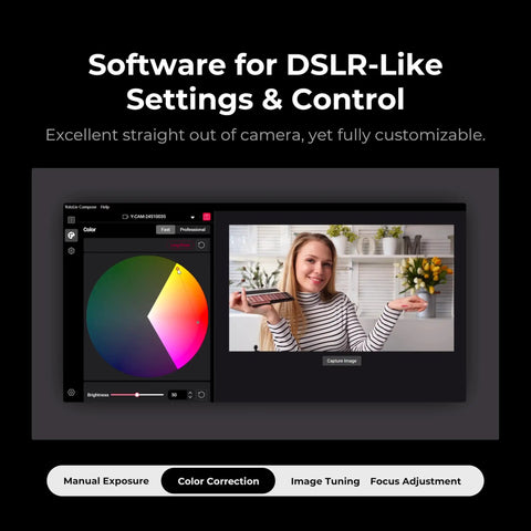 4K Streaming Webcam With Uncompressed Video And DSLR Like Controls For Killer Clarity, HDR And Cinematic Effects software interface