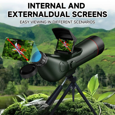Portable Auto-Focus Refractor Telescope With 80mm Aperture And 300mm Focal Length featuring dual internal and external screens