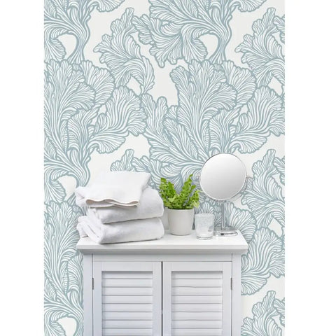 Premium Neutral Tropical Textured Vinyl Wallpaper Hella Durable Commercial Grade Wallcovering Custom Printed Paste Finish Smooth Leather Texture For Home Refresh with folded towels and decor.