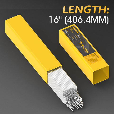 ER4043 Aluminum TIG Welding Rod One Eighth Inch Diameter By Sixteen Inch Length Five Pound Pack opened next to yellow case