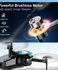 Close-up of brushless motor on Grab And Go Foldable 2K HD Camera Drone With GPS Auto Return Brushless Motors FPV Live Video.