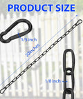 Tough As Nails Heavy Duty Gate Chain Lock With Carabiners 20 Inch Black Weather Resistant Fence Latch dimensions shown