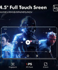 Android MP3 Player With Bluetooth And WiFi 4.5 Inch IPS Touchscreen streams video with characters on screen.