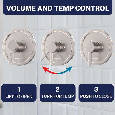 HammerHead Showers brushed-nickel solid metal single-handle shower trim kit with rough-in valve (3 views)