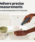 Person using Instant Read Digital Meat Thermometer With Water Resistant Design, Ultra Fast Two To Three Second Readouts, Large Backlit Display
