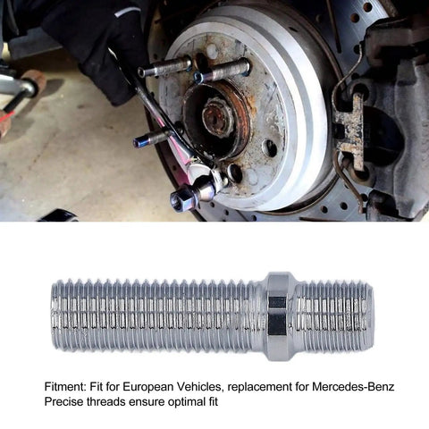Upgrade Your Ride With 20 Heat Treated Wheel Stud Conversion Adapters, Extended 50mm Length And Robust Zinc Plated Design For Premium Grip On European Cars, Making Installation A Breeze! installed on European hub, 50mm zinc plated steel
