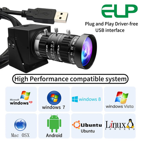 Low Light USB Camera with 5-50mm Manual Zoom and 10x Varifocal Lens, HDR 100dB, UVC USB 2.0 for computer systems overview