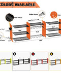Diagram of Power Tool Organizer Wall Mount With Charging Station, Three Layer Heavy Duty Garage Storage, orange color options.