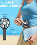 Portable Handheld Fan With USB Rechargeable Battery On The Go 180 Degree Foldable Quiet Mini Personal Cooling in use