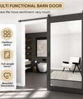 Mirror Barn Door 42 Inch By 84 Inch With 7 Foot Sliding Hardware Kit Included One Lite Full Length Frosted Glass Solid Wood