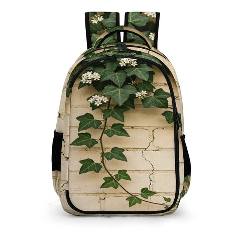 Trailing Ivy On Brick Wall Print Backpack For Everyday Carry Unisex Large Capacity Daypack Durable Polyester With Smooth Zipper