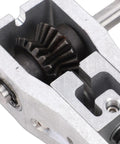 Close-up of gears in the Rock Solid Manual Electric Drill Driven Wire Stripper Machine. Heavy duty aluminum alloy for durability.