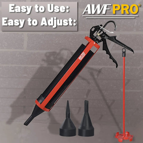 Mortar Pointing Gun For Brick, Cement, Stone, And Tile Grout, 1 Quart Capacity with Dual Nozzles and Adjustable Pusher Plate