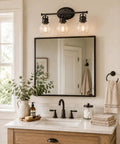 Awesome Farmhouse Vanity Light 3 Light Wall Sconce For Bathroom Mirror, oil rubbed bronze with clear glass over a wooden vanity
