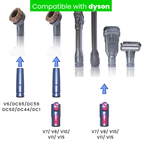 Must Have All In One Vacuum Attachment Kit with tools and adapters for DC58 DC59 DC65 V7 V8 V10 V11 V15 compatibility.