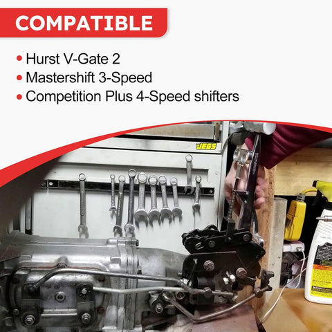 Steel Shifter Bushing Kit With Spring Clips 7 Piece Pit Pack For Manual Transmissions Fits V Gate 2 Mastershift 3 Speed Competition Plus 4 Speed Shifters Improves Precision Smooth Shifting And Overall Driving Response. Compatible with Hurst V-Gate 2 and Mastershift