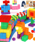 80 Piece Magnetic Blocks STEM Set For Kids Ages 3 To 8 Build Big 3D Towers Animals And Vehicles Boost Spatial Reasoning Fine Motor Skills Color Recognition And Hands On Guided STEM Play, colorful magnetic blocks