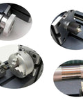 Detailed view of EssSthmy Mini Metal Lathe Machine controls and components for precision woodworking and crafting.
