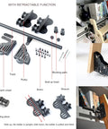 Heavy Duty Sliding Barn Door Hardware Kit With Smooth Roll Wheels And Rust Resistant Steel Track featuring track, pulleys, and connectors for library ladders.