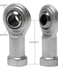 2Pcs Heavy Duty 8Mm Tie Rod Ball Joint Steering Tie Rod Sway Bar Heim Joint M8 Rod End Bearing Zero Play Direct Bolt In Kit For Atv Quad Dirt Bike Go Kart And Drift Trike close-up of ball joint dimensions