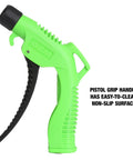 Green pistol grip from the Five Piece Air Blower Gun Kit With One Quarter Inch Inlet Turbo Nozzle Variable Trigger And Interchangeable 100mm 140mm 320mm Tips For Tight Spaces And High Volume Air Cleaning 160 PSI