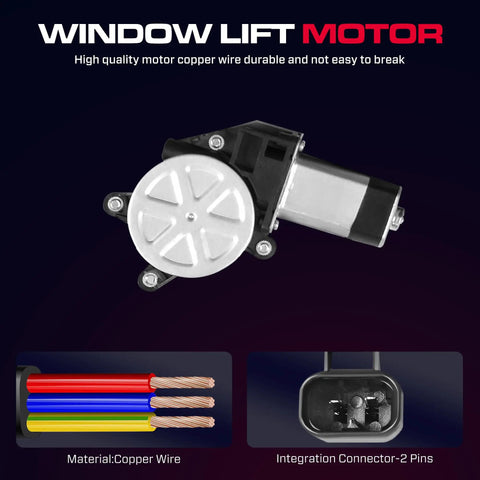 Rear Driver Side Power Window Regulator With Motor 2 Pins For 2007 To 2014 Cadillac Escalade Chevrolet Tahoe GMC Yukon Replacement Part Easy Install Plug And Play Durable Window Lift DIY Friendly, copper wire motor detail