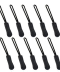 Black Nylon Zipper Pulls 10 Pack With Non Slip Gripper Two And A Half Inch Universal Zipper Tabs Replacement Fixers For Most Jackets Bags