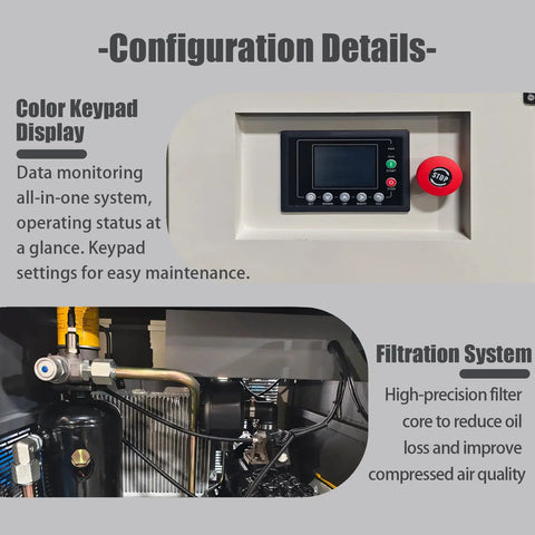 10HP Rotary Screw Air Compressor 230V Single Phase 36 CFM Powerful All-In-One Unit Compact Footprint Professional Grade Industrial Pump For Shop Use Reliable Performance Cool Running Efficient Design Durable Build Quality High Pressure Output Great Value