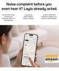 Real Time Noise And Security Monitor For Airbnb And Offices With Privacy Safe Decibel Meter on phone in living room