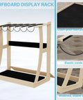 Easy Assembly Wooden Surfboard Rack For Six Boards With Foam Padding And Elastic Safety Straps Built Beefy display view