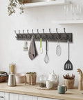 Rustic 34 Inch Wall Mounted Coat Rack With Ten Decorative Hooks Heavy Duty Pine Wood Rail For Entryway Or Living Room Holds Up To 15 Lbs Per Hook Old Wood Color Farmhouse Style