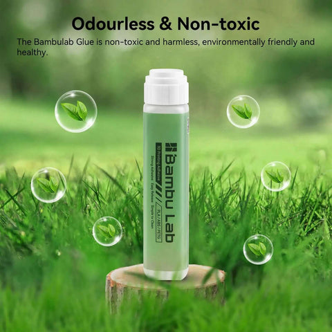 Rock Solid 60ML 3D Printer Adhesive Glue For Ultra Strong Bed Adhesion bottle on grassy background, odourless and non-toxic features