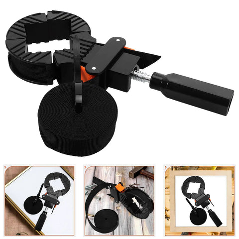 Right Angle Woodworking Clamp With Strong Clamping Power Precise Positioning Frame Holder for Picture Frames and Artwork shown with accessories