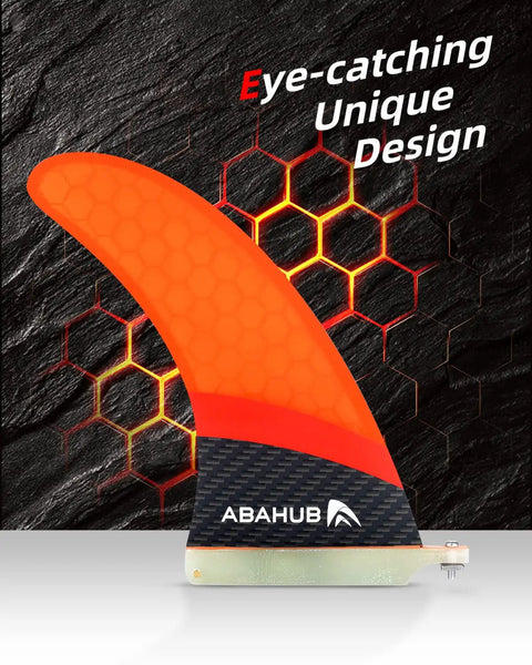 9 Inch SUP Center Fin With Cross Screw For Surfboard Stand Up Paddleboard And Longboard Fiberglass Honeycomb Orange