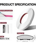 Self Adhesive Wall Molding Strips 9.8 Feet Long Flexible Pvc Border displayed with size reference and painting instructions.