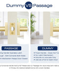 4 Pack Satin Brass Dummy Door Handle Set For Single Sided Doors, Non Turnable Pull Or Push Levers With Gold Interior Finish, Heavy Duty Interior Door Hardware For French, Closet And Pantry Doors. dummy and passage door handle comparison image