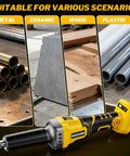 Heavy Duty Game Changer 1100W Brushless Cordless Die Grinder Compatible With DeWalt 20V Batteries Cranks 26K Rpm on metal, wood, and plastic surfaces.
