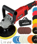 Beast 1400W Rotary Car Polisher With 6 And 7 Inch Pads, Variable Speed 800-3500 RPM, Includes Foam And Wool Pads