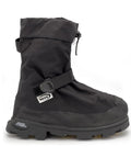 Dope Solid Glacier Trek Spike Boots With Heel Cleats Deliver Mean Ice And Snow Traction For Rough Outdoor Grinds Featuring Waterproof Nylon Uppers And Thirty Two Swappable Metal Spikes Plus A Wrench In Black Size Eleven side view of sturdy waterproof winter boots.