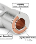Heavy Duty 10 Gauge Wire Connectors With Heat Shrink Tubing And Tinned Copper Ring Terminals cross-section view.